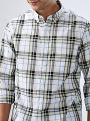 Men Spykar Yellow Check Regular Fit Shirt