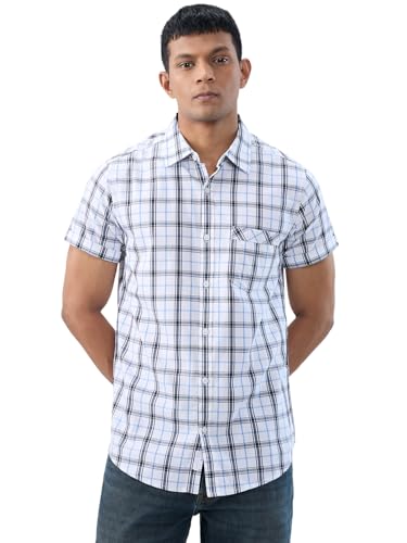 Men Spykar White Check Regular Fit Shirt