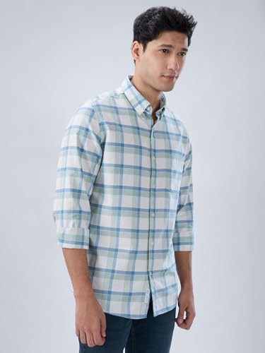 Men Spykar Blue Check Regular Fit Shirt