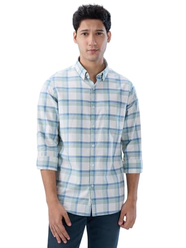Men Spykar Blue Check Regular Fit Shirt