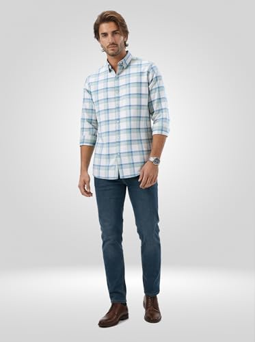 Men Spykar Blue Check Regular Fit Shirt