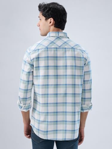 Men Spykar Blue Check Regular Fit Shirt