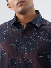 Men Spykar Red Print Regular Fit Shirt