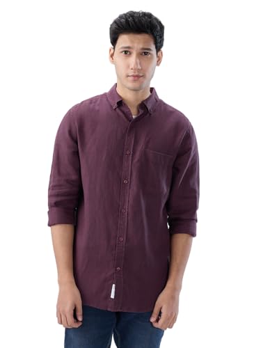 Spykar Men Red Solid Regular Fit Shirt