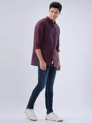 Spykar Men Red Solid Regular Fit Shirt