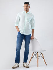Men Spykar Blue Solid Regular Fit Shirt