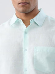 Men Spykar Blue Solid Regular Fit Shirt