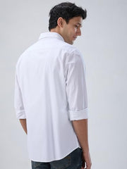 Men Spykar White Solid Regular Fit Shirt