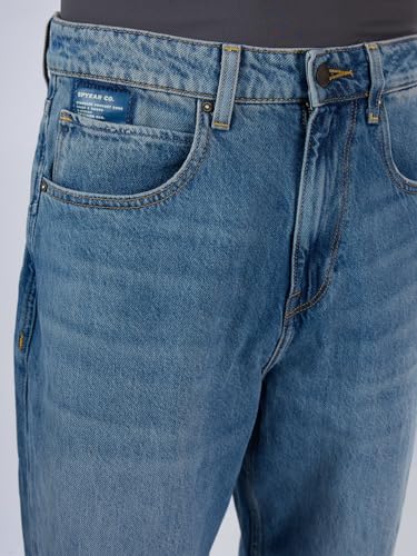 Spykar Men Blue Solid Loose Fit Mid Rise Jeans