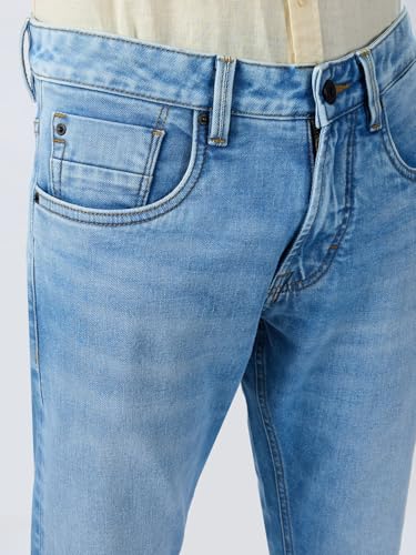Men Spykar Blue Solid Slim Fit Mid Rise Jeans