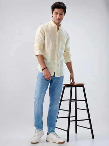 Men Spykar Blue Solid Slim Fit Mid Rise Jeans