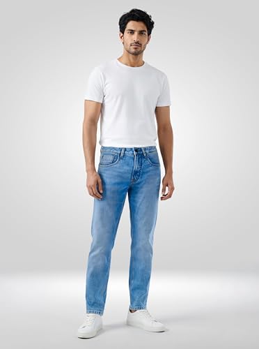 Men Spykar Blue Solid Slim Fit Mid Rise Jeans