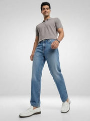 Spykar Men Blue Solid Loose Fit Mid Rise Jeans