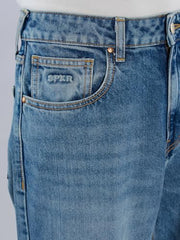 Spykar Men Blue Solid Loose Fit Mid Rise Jeans