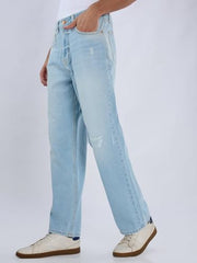 Spykar Men Blue Solid Loose Fit Mid Rise Jeans