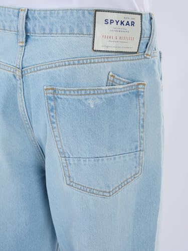 Spykar Men Blue Solid Loose Fit Mid Rise Jeans