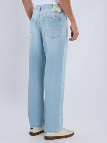 Spykar Men Blue Solid Loose Fit Mid Rise Jeans
