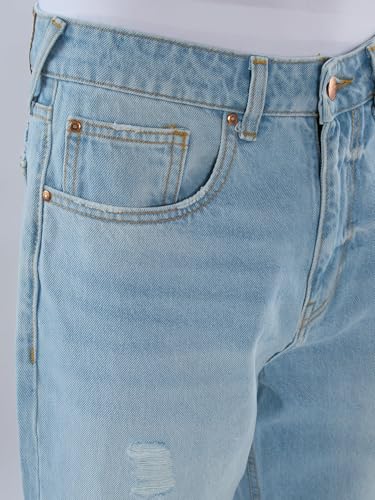 Spykar Men Blue Solid Loose Fit Mid Rise Jeans