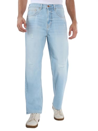 Spykar Men Blue Solid Loose Fit Mid Rise Jeans