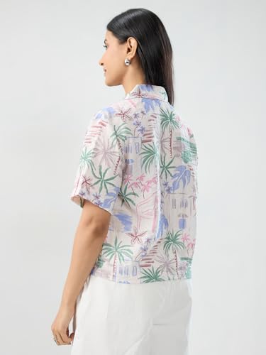 Women Spykar White Print Boxy Fit Shirt