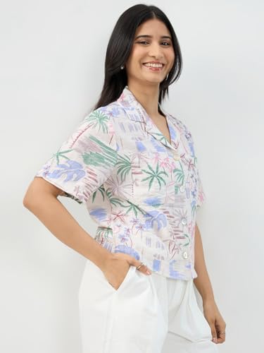 Women Spykar White Print Boxy Fit Shirt