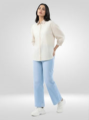 Women Spykar White Solid Regular Fit Shirt