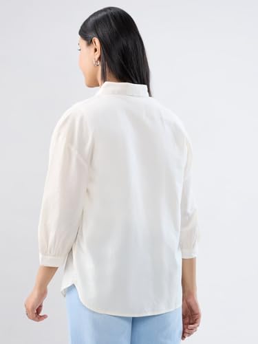 Women Spykar White Solid Regular Fit Shirt