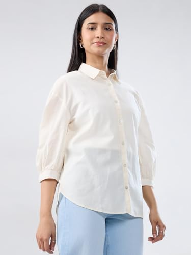Women Spykar White Solid Regular Fit Shirt