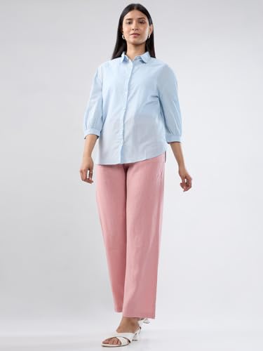 Women Spykar Blue Solid Regular Fit Shirt