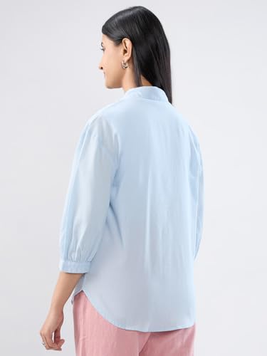 Women Spykar Blue Solid Regular Fit Shirt