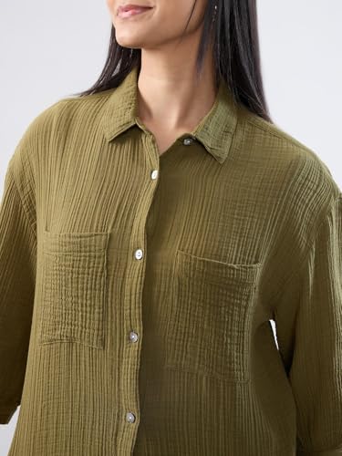 Women Spykar Green Solid Regular Fit Shirt