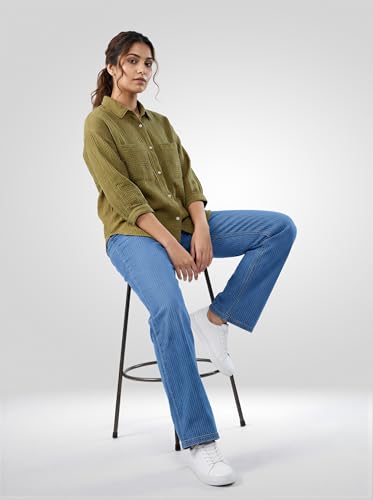 Women Spykar Green Solid Regular Fit Shirt