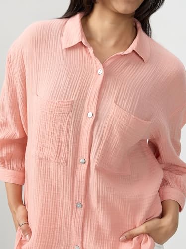 Women Spykar Pink Solid Regular Fit Shirt