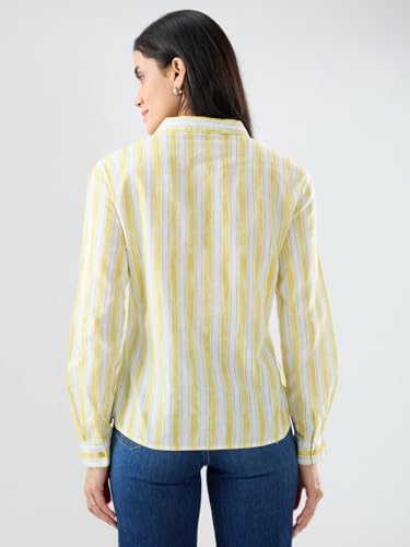 Spykar Yellow Solid Regular Fit Shirts for Women