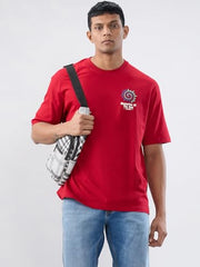 Spykar Men Red Graphic Relaxed Fit T-Shirt