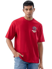 Spykar Men Red Graphic Relaxed Fit T-Shirt