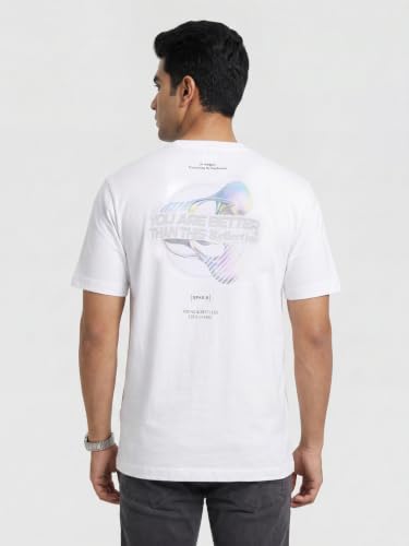 Spykar Men Grey Graphic Relaxed Fit T-Shirt