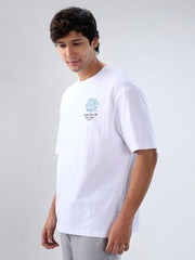 Spykar Men White Graphic Relaxed Fit T-Shirt