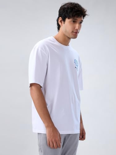 Spykar Men White Graphic Relaxed Fit T-Shirt