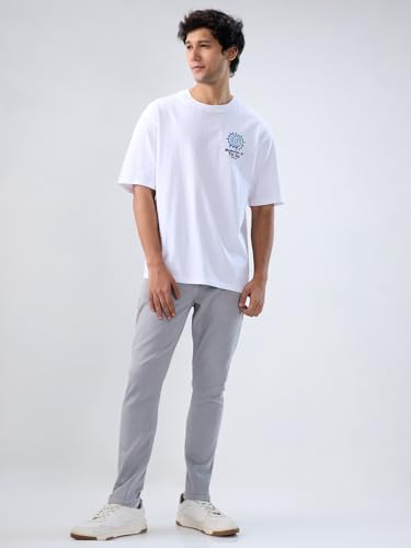 Spykar Men White Graphic Relaxed Fit T-Shirt
