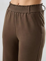 Spykar Brown Solid Straight Fit Mid Rise Trackpants for Women