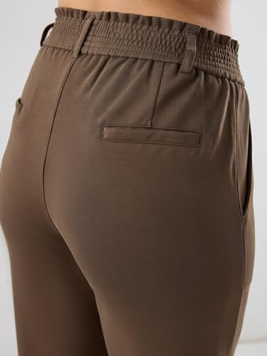Spykar Brown Solid Straight Fit Mid Rise Trackpants for Women