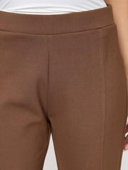 Spykar Brown Solid Boot Cut Fit Mid Rise Trackpants for Women