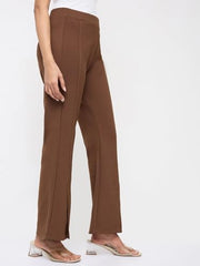 Spykar Brown Solid Boot Cut Fit Mid Rise Trackpants for Women