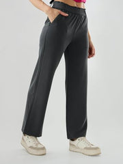 Spykar Grey Solid Straight Fit Mid Rise Trackpants for Women