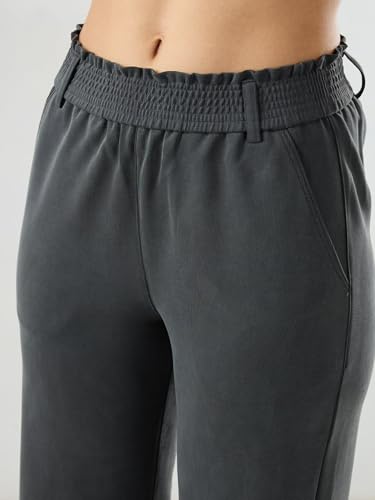 Spykar Grey Solid Straight Fit Mid Rise Trackpants for Women