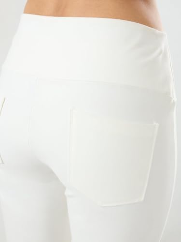 Spykar White Solid Boot Cut Fit High Rise Trackpants for Women