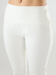 Spykar White Solid Boot Cut Fit High Rise Trackpants for Women