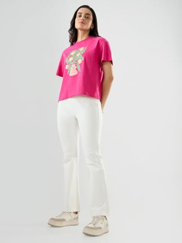 Spykar White Solid Boot Cut Fit High Rise Trackpants for Women