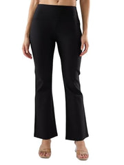 Spykar Black Solid Boot Cut Fit High Rise Trackpants for Women